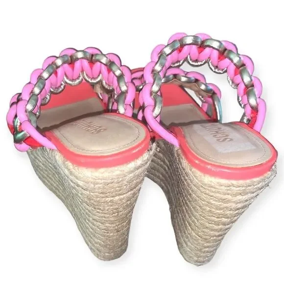 SCHUTZ Pink and Silver Wedge Sandals - Picture 3 of 4